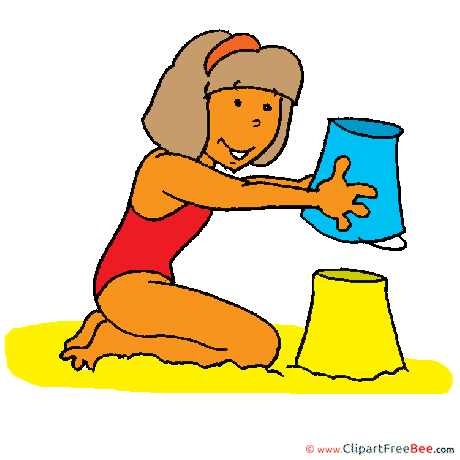 Girl Sand Castle free Cliparts for download