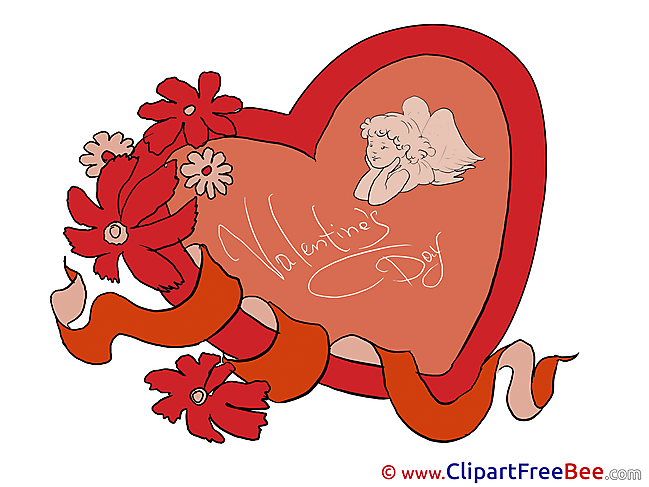 Amur Heart printable Illustrations Valentine's Day