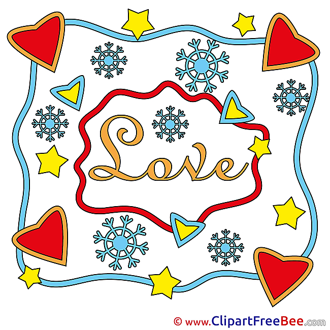 Decoration Hearts Snowflakes free Cliparts Valentine's Day