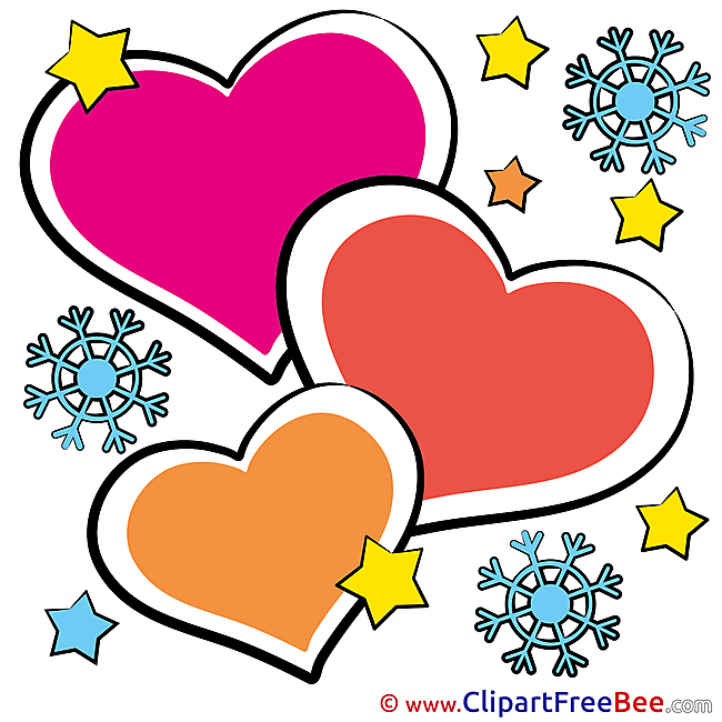 Snowflakes Hearts Clipart Valentine's Day Illustrations