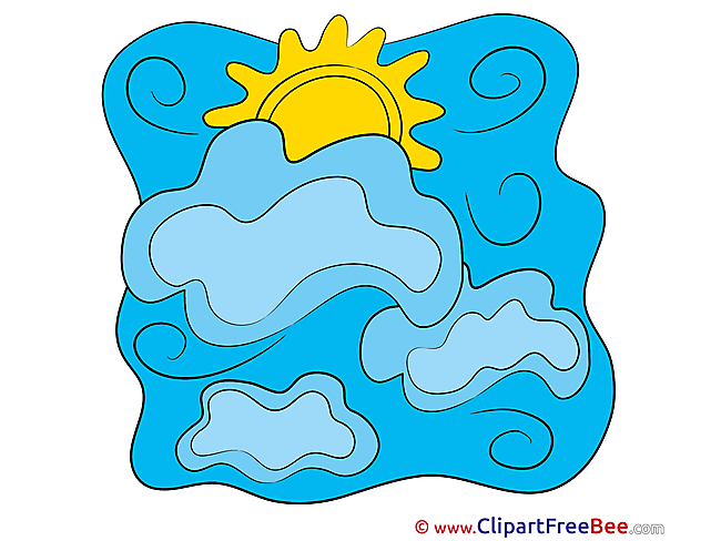 Drawing Sun Clouds printable Illustrations for free