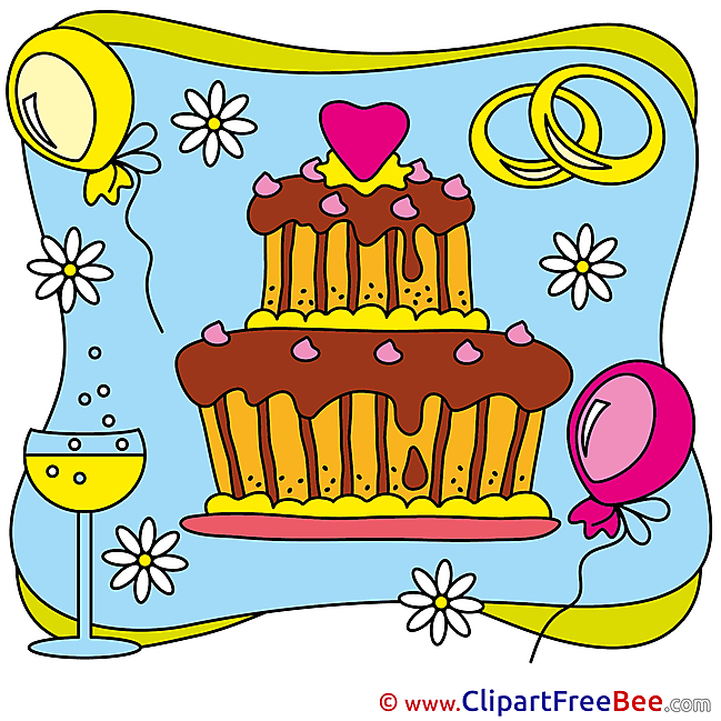 Cake Balloons Clipart Wedding Illustrations