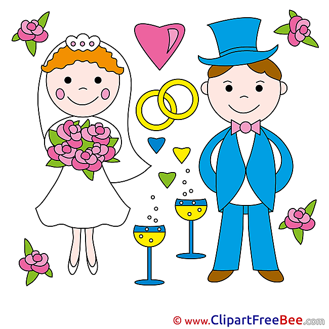 Groom and Bride Wedding Illustrations for free