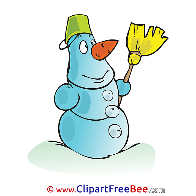 Broom Snowman Clipart Winter Illustrations