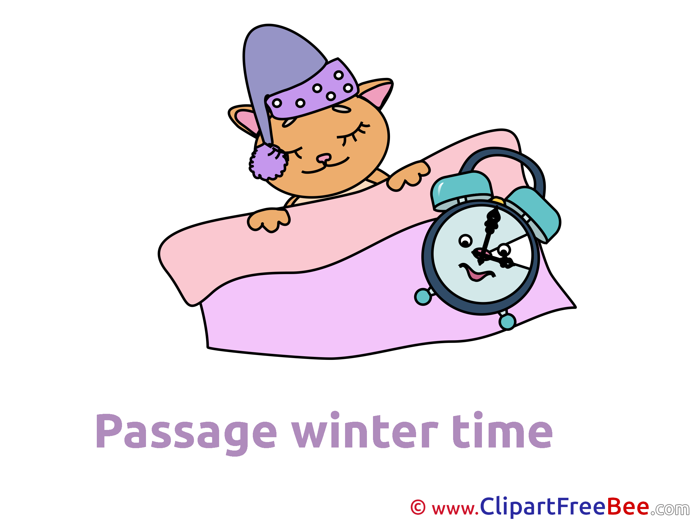 Cat sleeps Clock printable Winter Images