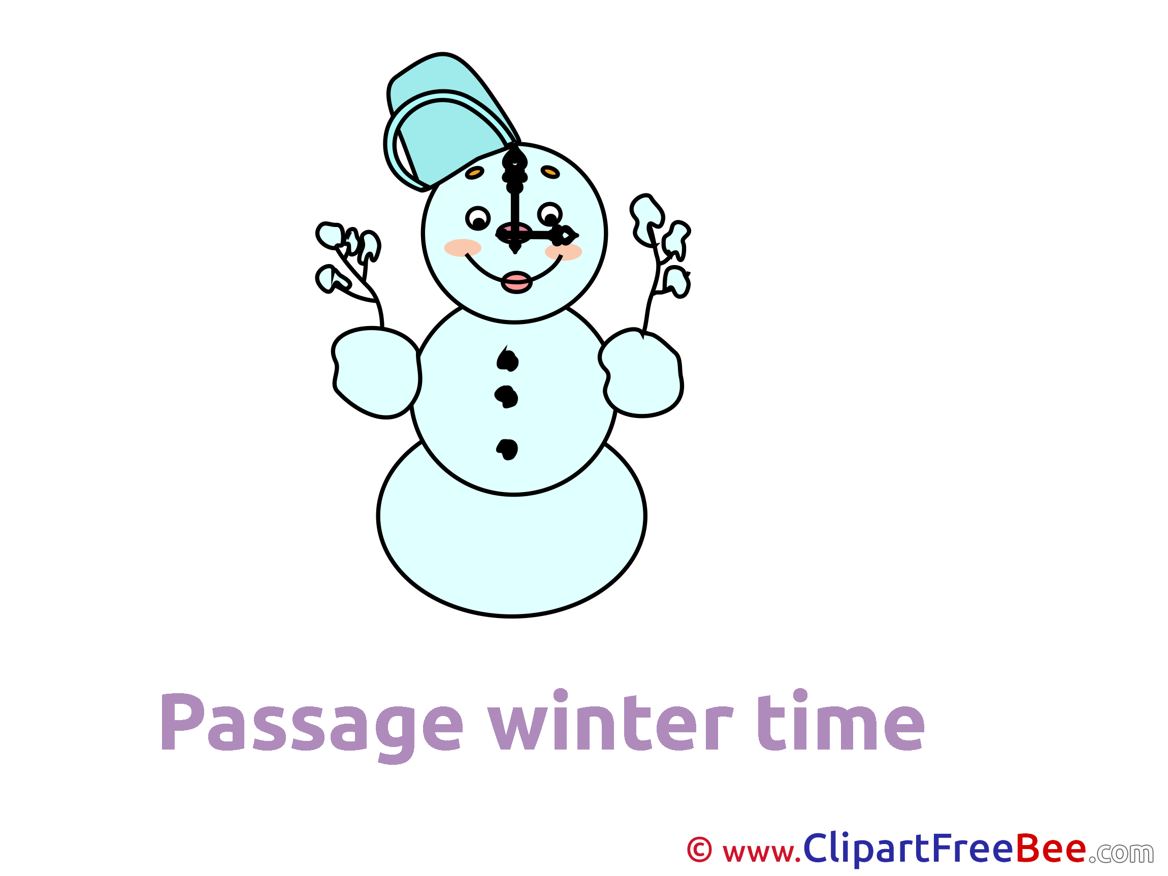 Clipart Snowman Clock Winter Illustrations