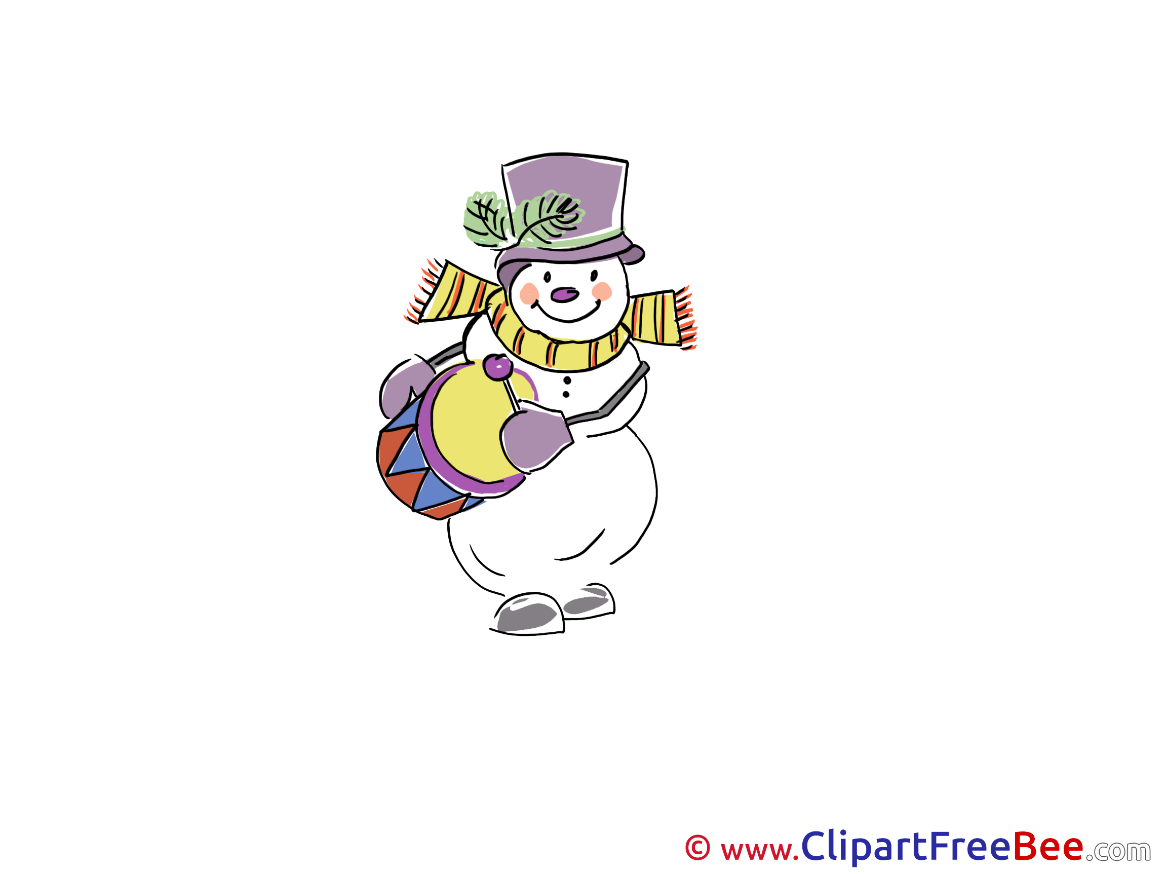 Drum Snowman Pics Winter Illustration