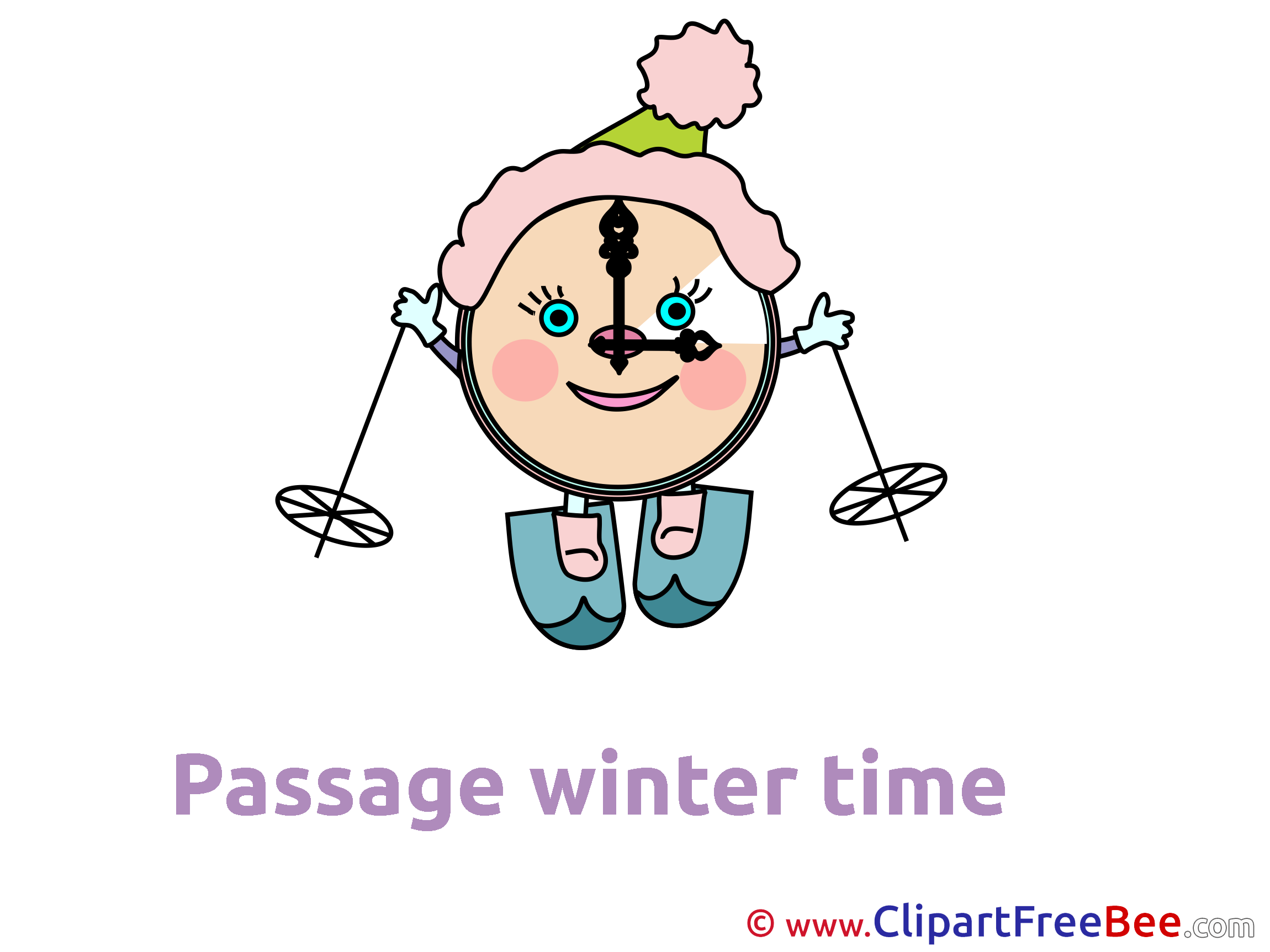 Pics Ski Clock Winter Illustration