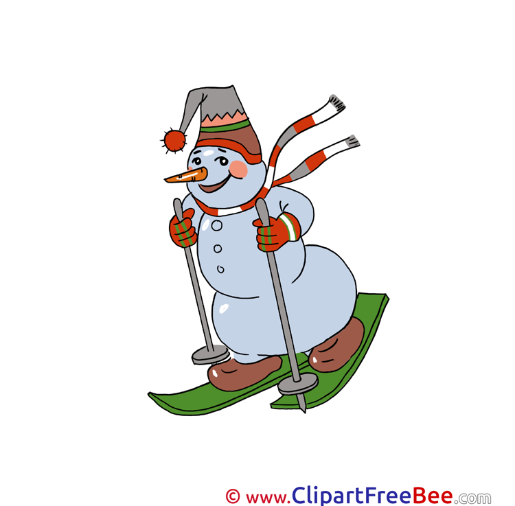 Ski Snowman Pics Winter Illustration