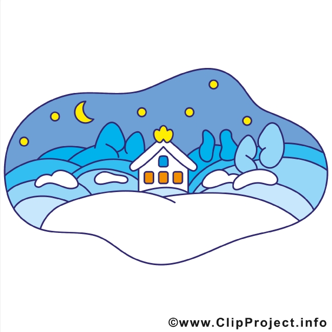 Small Town Winter Clip Art gratis