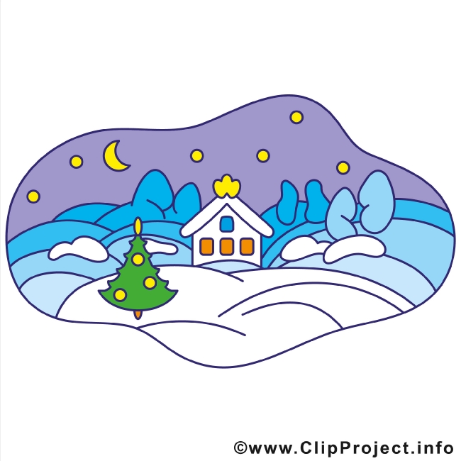 Village in Winter Clipart Image gratis