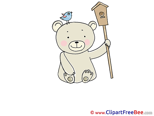 Birdhouse Bear download printable Illustrations