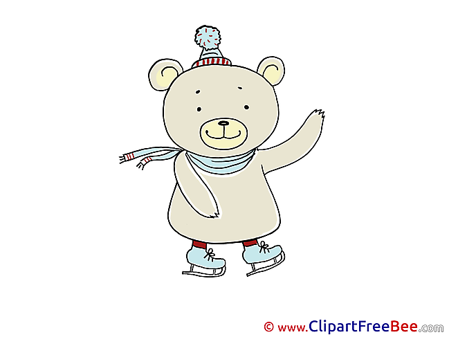 Skates Bear Cliparts printable for free