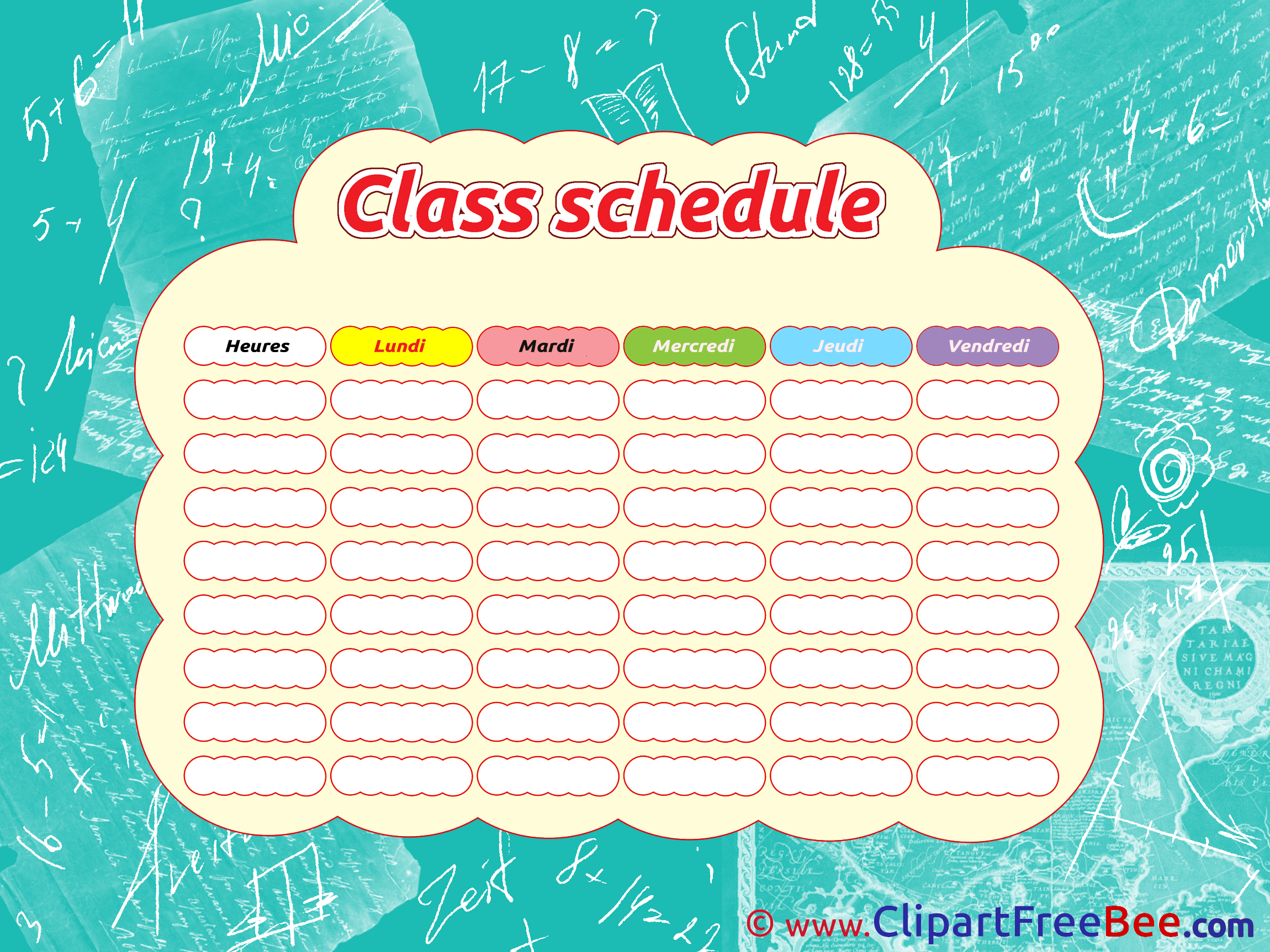 Math School Class Schedule Clipart free Image download.