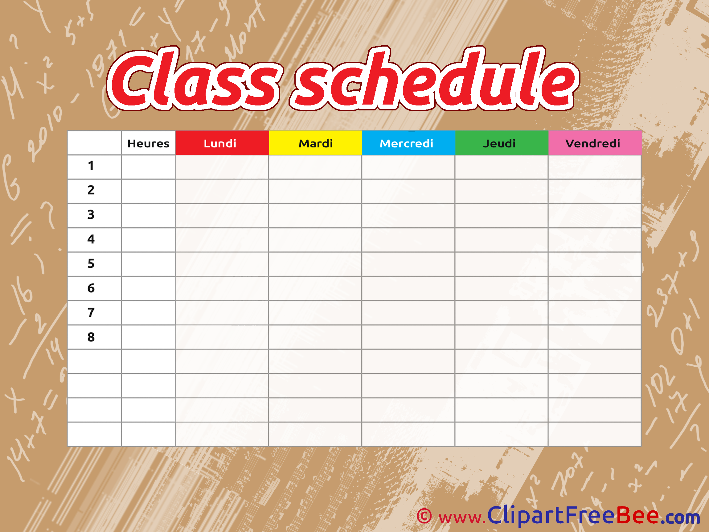 School Class Schedule Clip Art download for free.