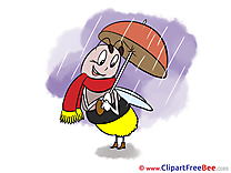 Bee Rain Umbrella download Autumn Illustrations