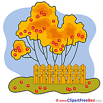 Fence Tree Autumn Clip Art for free