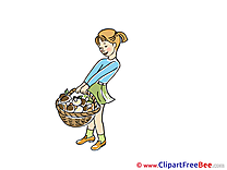 Girl with Basket Mushrooms Autumn free Images download