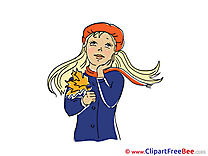 Thinking Girl Autumn Clip Art for free