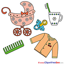 Objects Pram Comb Clipart Baby Illustrations