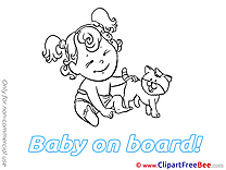 Animal Cat printable Illustrations Baby on board