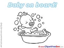 Bathing Pics Baby on board Illustration