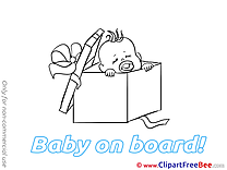 Box printable Illustrations Baby on board