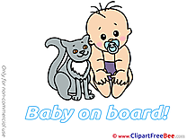 Cat Baby on board free Images download