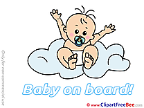 Cloud printable Illustrations Baby on board