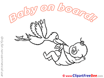 Stork free Cliparts Baby on board