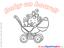 Stroller Baby on board Clip Art for free