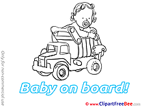 Truck download Baby on board Illustrations