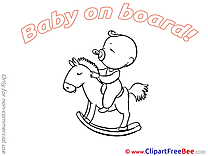 Wooden Horse Baby on board Illustrations for free