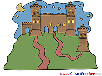 Night Moon Castle Pics printable Cliparts