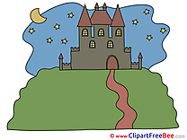 Night Stars Moon Castle printable Illustrations for free