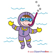 Diver Aqualung printable Illustrations for free