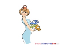 Lady with Toy Cars Cliparts printable for free