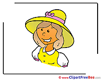 Yellow Hat Woman Pics printable Cliparts