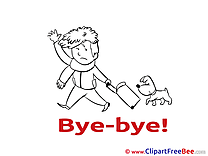 Suitcase Boy Dog Clipart Goodbye Illustrations