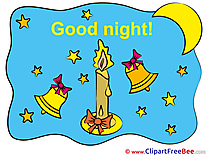 Bells Candle Moon Stars Pics Good Night Illustration