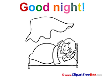 Blanket Bed Girl Good Night Clip Art for free