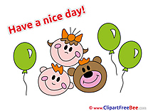 Children Bear Balloons free Illustration Have a Nice Day