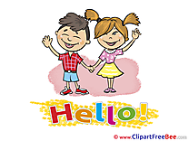 Children Boy Girl Hello Clip Art for free