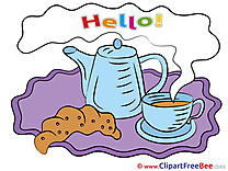 Croissant Kettle Coffee Pics Hello Illustration
