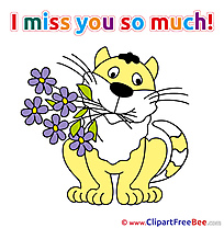 Cat Flowers printable I miss You Images