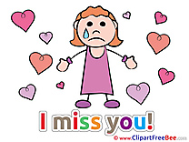 Girl Hearts Cliparts I miss You for free