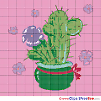 Cactus Flower Design Cross Stitches free