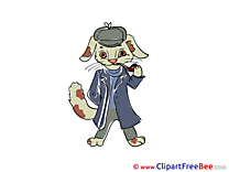 Cat Detective Pics printable Cliparts