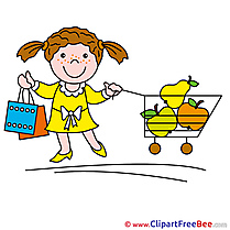 Girl Cart Shopping Clipart free Illustrations