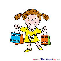 Shopping Girl printable Illustrations for free